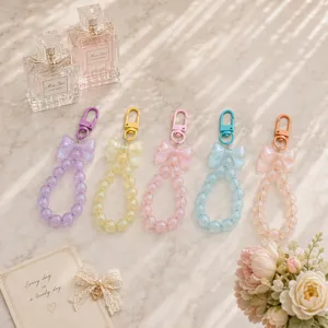 Zeemeermin Kunstparelmoer Strik Kralen Sleutelhanger Telefoonriem Voor Dames Tas Hanger Accessoires Zoete Sieraden Cadeau