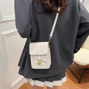 Women Small Square Crossbody Bag Fashion PU Leather Weaving Cell Phone Bag With Adjustable Strap Gold Hardware Messenger Bag