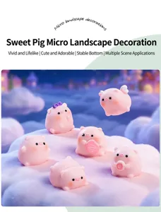 Adorable miniature pig figurines for micro landscape DIY dollhouse desk decorations