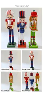 Detailansichten von hölzernen Nussknacker-Sportfiguren wie Baseball und Golf