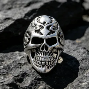 Vintage Gothic Skull Ring For Men 316L Stainless Steel Punk Rock Biker Ring Polished Blackened Heavy Metal Jewelry Gift