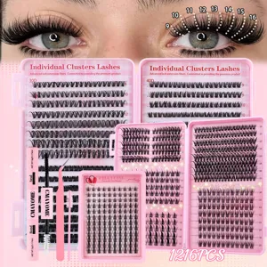 Kit de Extensión de Pestañas en Grupo DIY 30D 40D 50D Pestañas Individuales Con Bond Seal Removedor Pinzas Cepillo Herramientas de Maquillaje