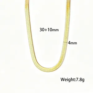 4mm gold herringbone snake chain necklace for women clavicle chain