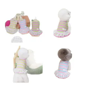 Vestido de rayas para perros pequeños con encaje ideal para Bichón Frisé y Pomerania