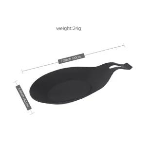 Black TPE heat-resistant spoon rest for kitchen, dimensions 20cm x 9.5cm, easy to clean