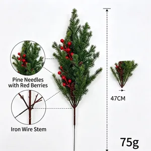 Rami di Pino Natalizi Artificiali Con Bacche Rosse Pigne Decorazioni per Albero di Natale Fai da Te Composizioni Floreali Casa