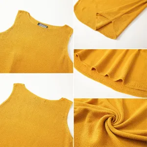 Nahaufnahme des gelben, schnell trocknenden Mesh-Strick-Sport-Tanktops für Herren