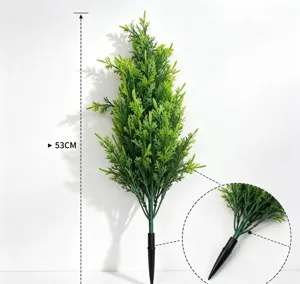 53cm artificial cypress branch detail showing realistic pine needles and base plug