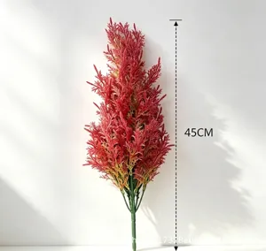 Vibrant 45cm artificial red pine needle branch for Christmas and home greenery