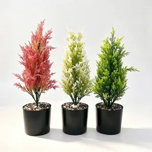Artificial Cypress Pine Tree Branch Bonsai Plastic Pine Needle Christmas Decoration For Garden Yard Indoor Home Greenery Landscaping Decor