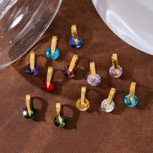 Lot de 12 pendentifs pierres de naissance colorés avec attaches dorées pour bijoux.