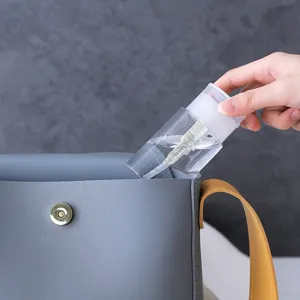 Portable travel refillable press pump bottle for makeup remover and toner liquids