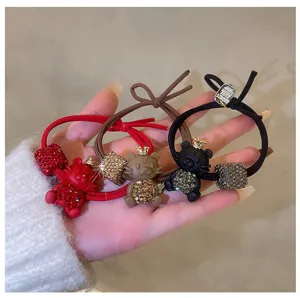 Süßes koreanisches Strass Krone Tiger Haargummi elastisches Seil Mode Haaraccessoires