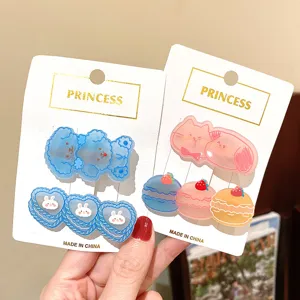 Cute Japanese cartoon hair clips set, lovely resin side hairpins for girls and daily wear.
