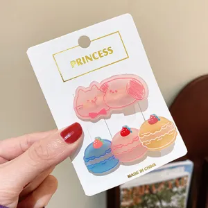Cute cartoon cat dog macaron hair clips sweet acrylic side clips hair accessories for girls.