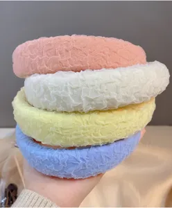Close-up of cute plush wide headbands in multi-colors, soft and comfortable daily hair hoops.