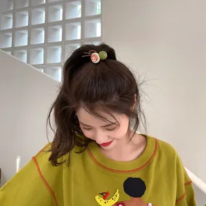 Korean INS quirky cute hair tie with character and bead, high elasticity ponytail holder.