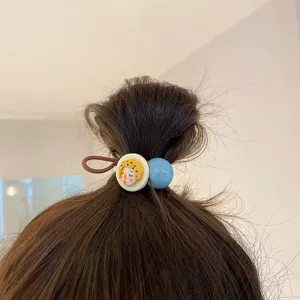 Chic quirky face hair tie elastic hair band with blue bead for women daily hairstyling accessories