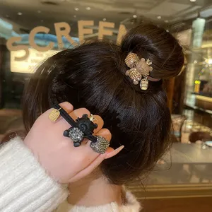 Modisches Strass Krone Tiger Haargummi niedliches Tier Haarseil elastisches Band Frauen
