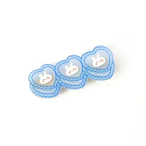 Cute blue heart rabbit hair clip sweet style side clip girl hair accessory for daily wear