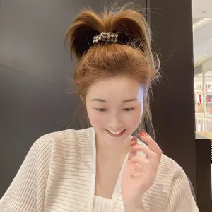 Chouchou nœud pied-de-poule haute élasticité accessoire de cheveux mignon pour queue de cheval