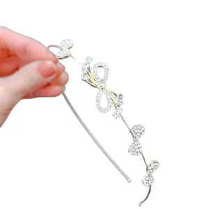 Schmales Metall Haarreif mit Strass, elegante Schleife Kristall Haarschmuck für Damen.