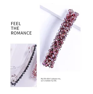 Kristall Perlen Haarklammer, vierreihige glitzernde Strass Haarspange fur Damen und Madchen.