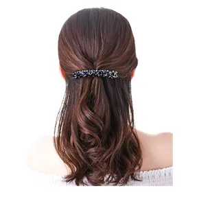 Kristall Haarklammer für Damen, glitzernde Strass Frühlingsspange, gewebtes Haaraccessoire.