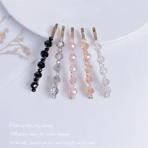 Korean Style Crystal Beaded Hair Clip Minimalist Elegant Sweet Alligator Side Pin Headwear For Women Daily Decoration Jewelry Accessory