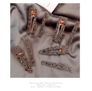 Koreanisches minimalistisches Strass Haarklammer Set geometrische Entenschnabel Haarnadel