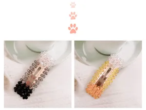 Kleurrijke kristal kralen haarspangen, elegante geometrische strass zijclips voor dames.