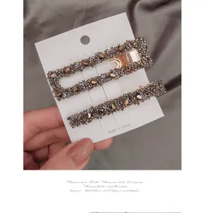 Koreanische volle Strass geometrische Haarklammer Set elegante glänzende Haarnadel Dame