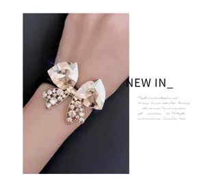 Luminoso elastico per capelli con fiocco in cristallo, elegante fascia con strass da donna.