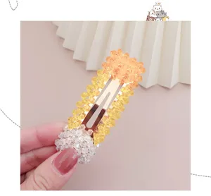 Kleurrijke kraal haarspeld voor vrouwen, gradiënt kristal geometrische klikspeld voor kapsels.