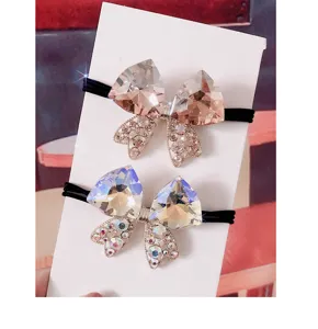 Set di elastici per capelli con fiocco in strass lucido, corda di cristallo elegante e chic.