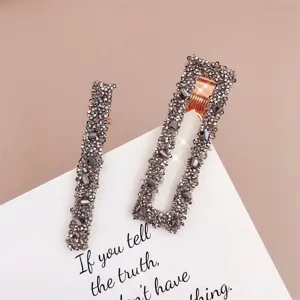 Koreanisches Strass geometrisches Haarklammer Set, glänzende Kristall Haarnadel für Styling.