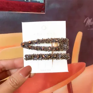 Koreanischer Stil Strass Haarklammern Set, elegante geometrische Entenschnabel Klammern.