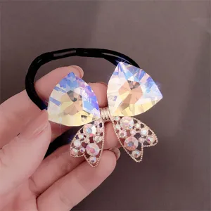 Elastico per capelli con fiocco in strass brillanti e cristalli, elegante fermacapelli da donna.
