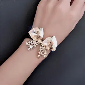 Luminoso elastico per capelli con fiocco in cristallo strass elegante da donna