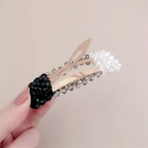 Elegante geometrische kristallen BB haarspeld met zwart-witte strass steentjes voor dames dagelijks