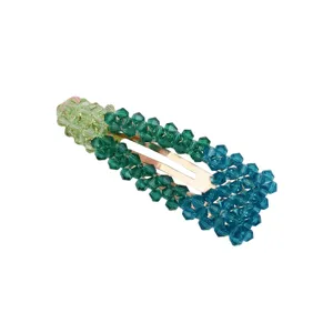 Farbverlauf Kristall Perlen Haarspange, elegante Metall Clip Klemme fuer Damen Frisuren Alltag.