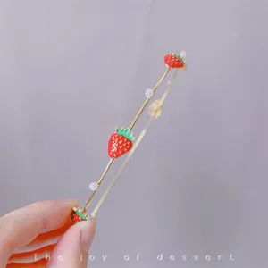 Sweet strawberry metal thin headband fashion minimalist hair accessory for women daily wear