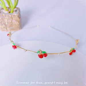 Sweet cherry metal headband minimalist hair accessory for women daily styling detail shot