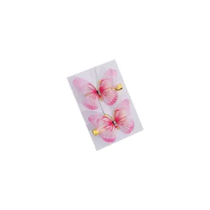 Rosa Schmetterling Haarklammern für Kinder, süße Mesh Haarnadeln mit goldenen Entenschnabel Clips.