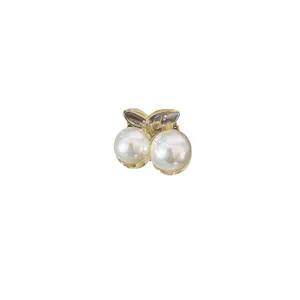Pearl hair claw clip for women, mini sweet cherry metal shark clip for bangs and stylish hair styling.