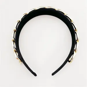 Gold Kette schwarzer Stoff Haarreif französisches Retro Vintage Haar-Accessoire barock