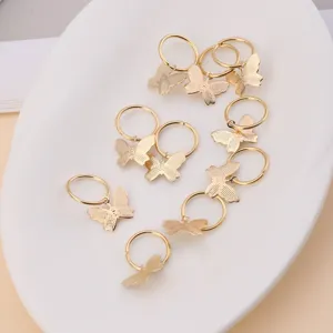 Gouden vlinder haarring clips, metalen dreadlocks manchet accessoires voor stijlvolle kapsels.