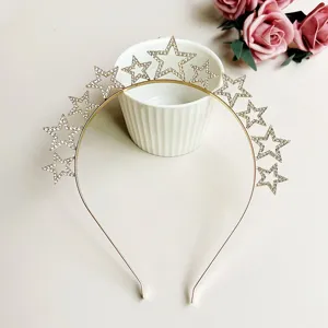 Goldener Stern Haarreif mit Strass, glitzerndes Kristall Diadem für Party und Geburtstag.