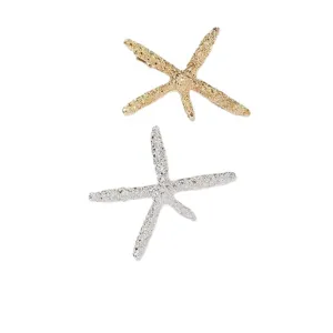 Gold and silver metal starfish hair clips set, elegant and stylish hair accessories for women.