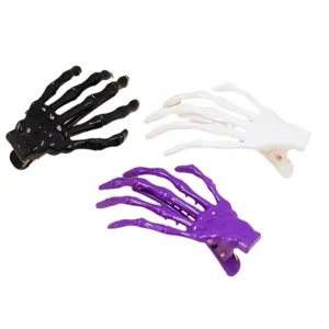 Halloween skeleton hand hair clips, gothic spooky hair claws, 3 colors claw set.